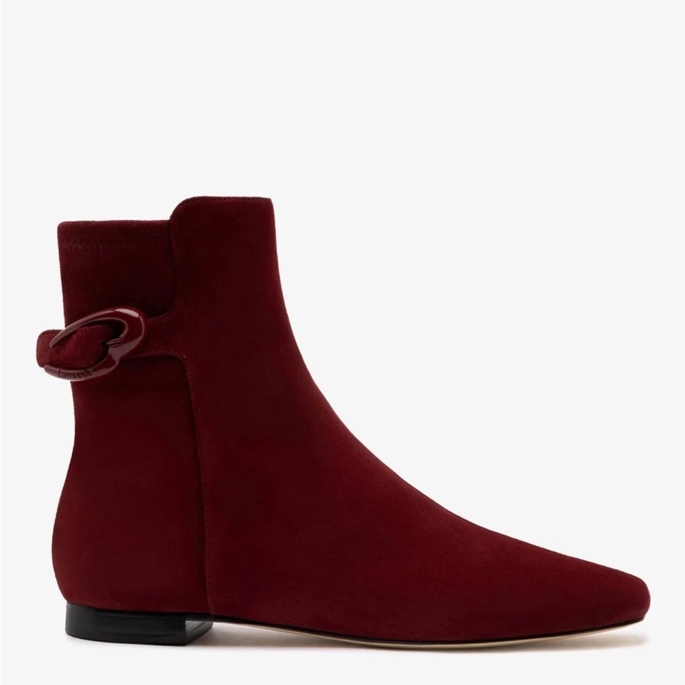 Larroude | Alexis Verona Flat Boot - Burgundy Suede New Size 7